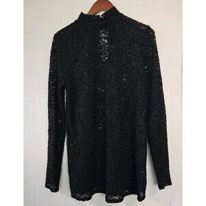 Jessica Simpson Top Womens L Black Lace Maternity High Neck Sheer Whimsigoth